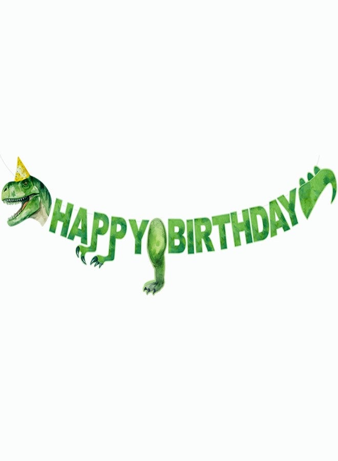 BIGKEOKI Watercolor Dinosaur Happy Birthday Banner Dinosaur Trex Banner Dinosaur Birthday Party Supplies for Boys 1st 2nd 3rd 4th 10th Dinosaur Birthday Decorations (Green) - Image 1